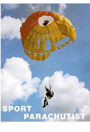 An issue of the BPA members' magazine Sport Parachutist from the 1970s, featuring an image of then National Champion John Meacock on the cover.